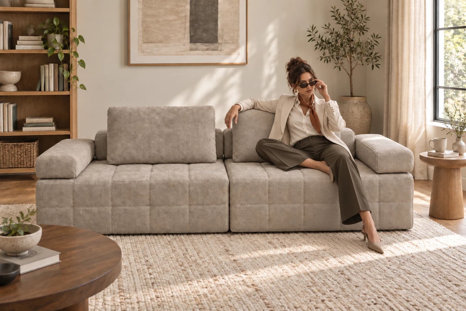 Relaxing on a Nesto Lawrence sofa